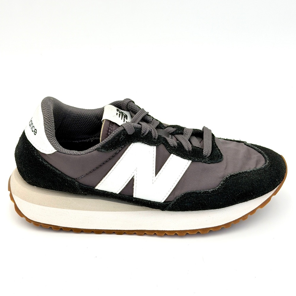 New Balance 237 Grey Black White Suede Nylon Sneakers WS237GA Low Top Women's 8